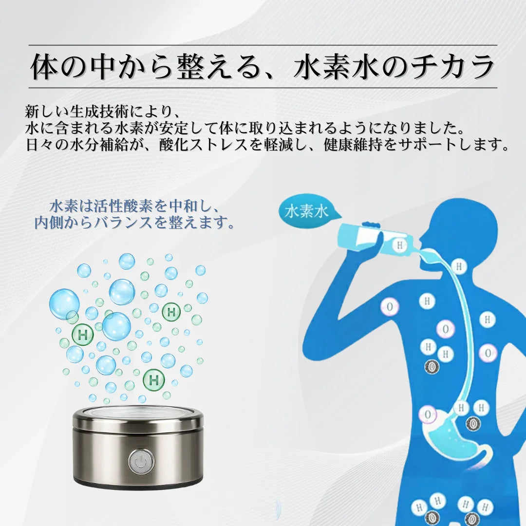 HydroPure™ポータブル水素水生成ボトル【体内から整える、私の新習慣】