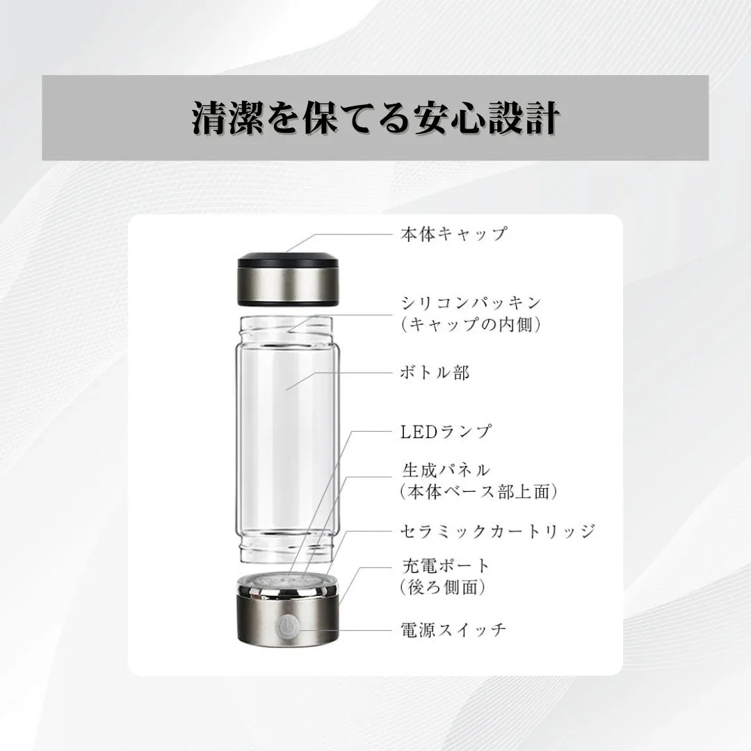 HydroPure™ポータブル水素水生成ボトル【体内から整える、私の新習慣】